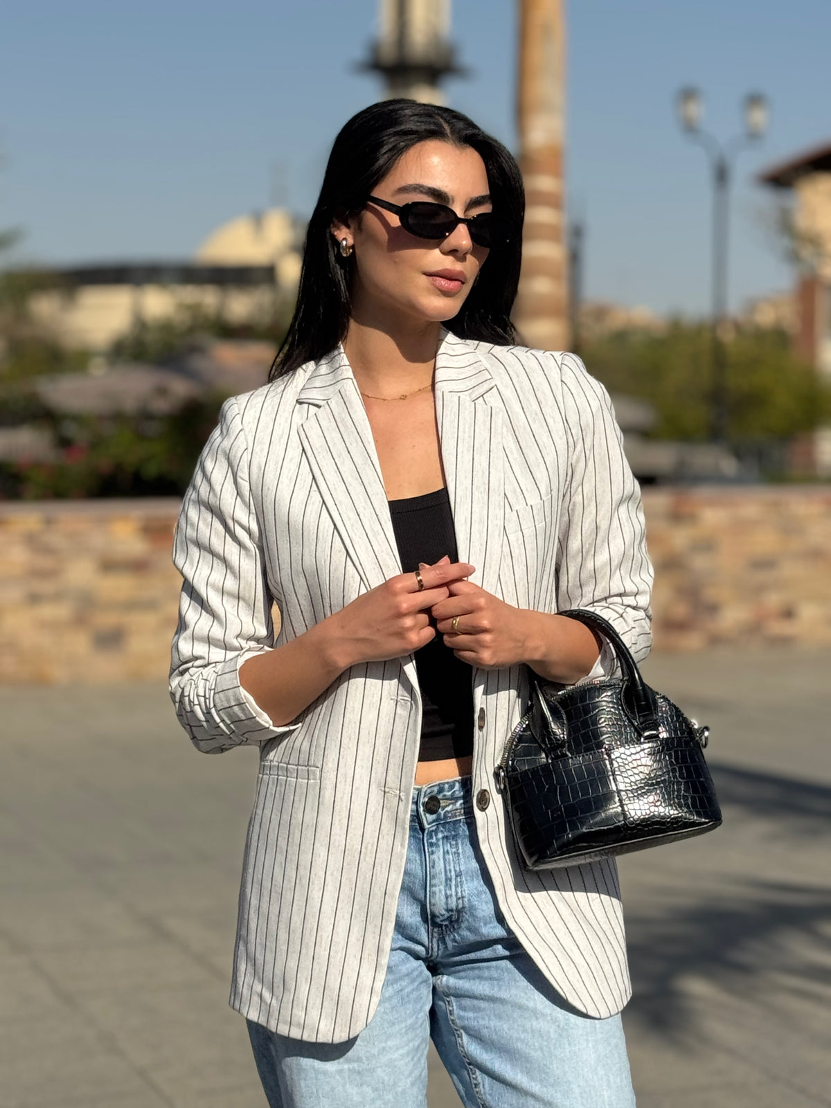 Esos Striped Linen Blazer