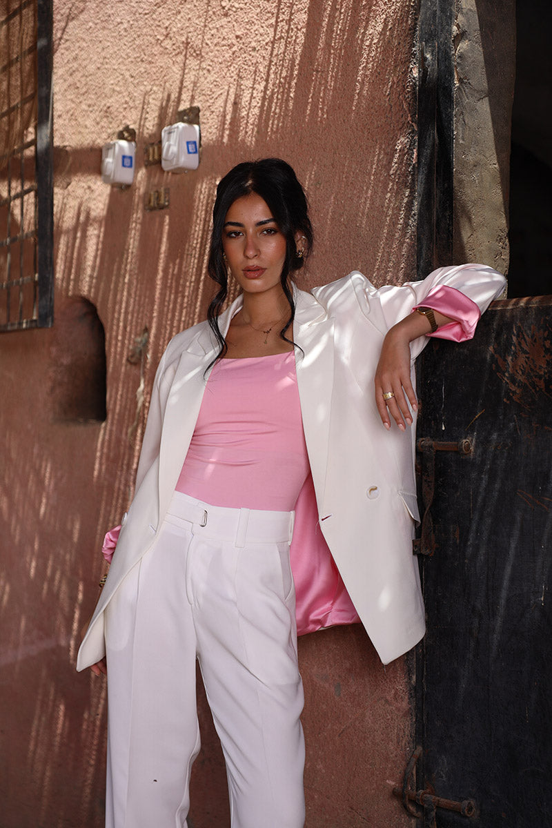 Blush White Blazer