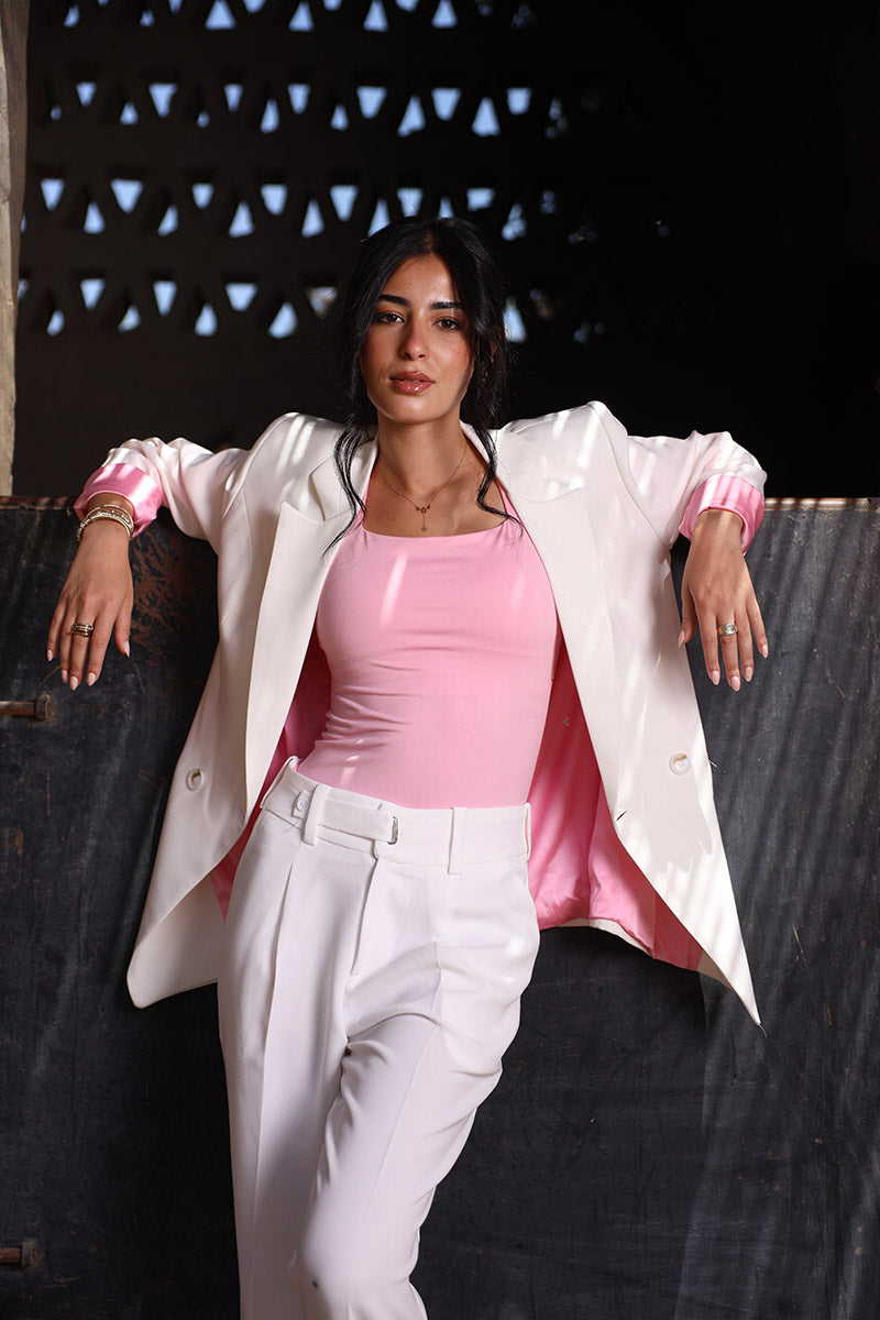 Blush White Blazer