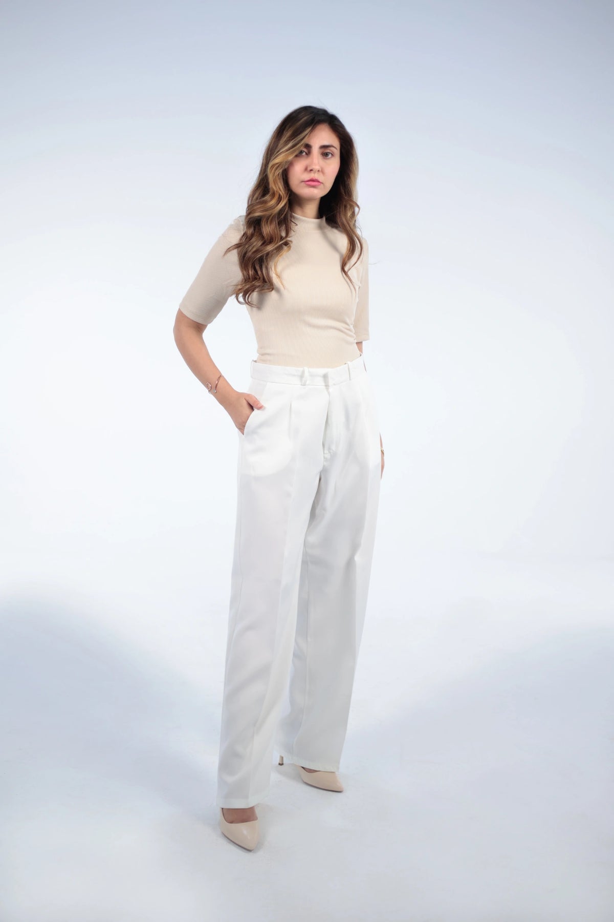 White Tailored Trousers