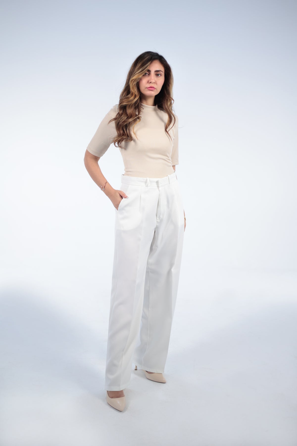 White Tailored Trousers
