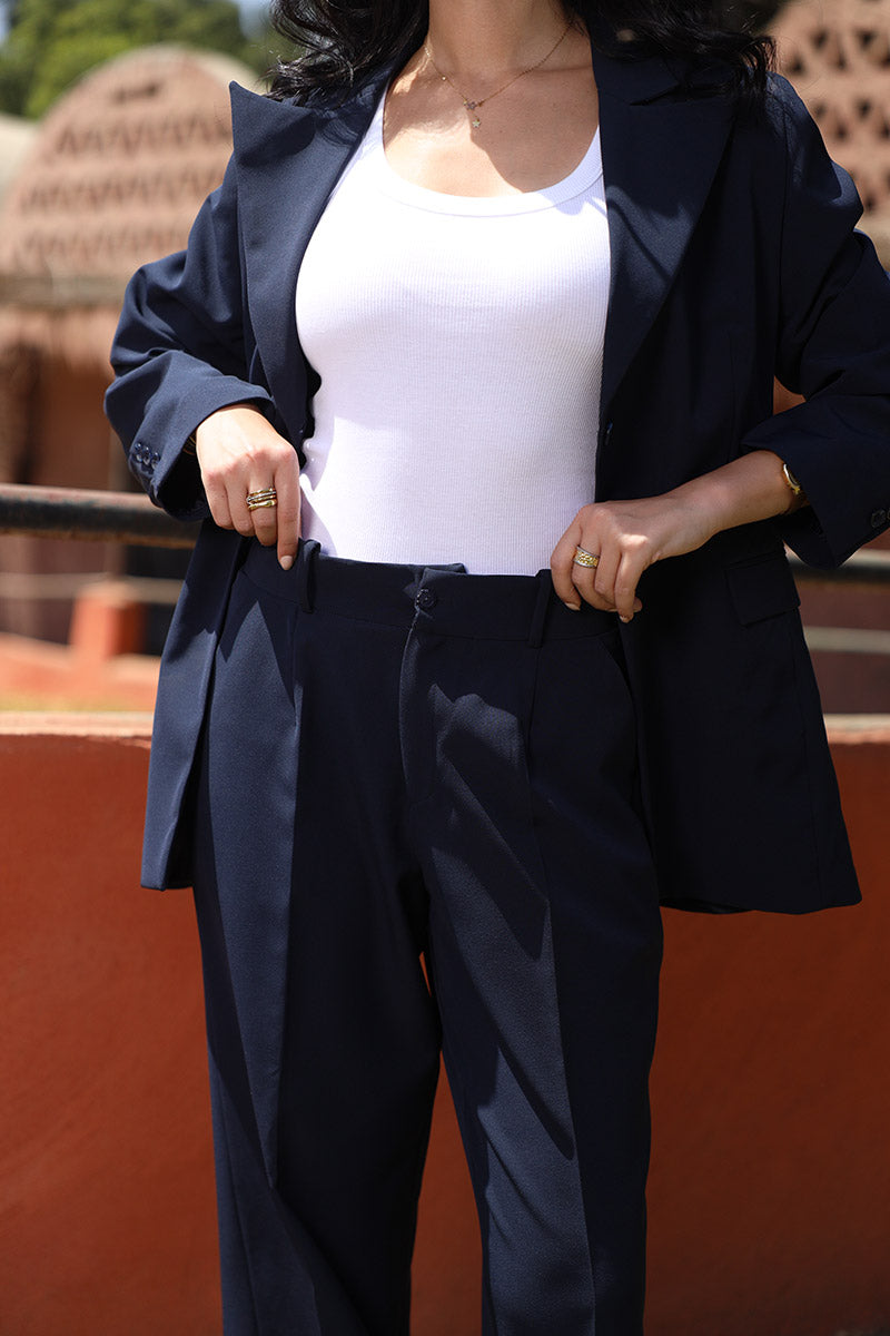 Navy Blue Tailored Trousers