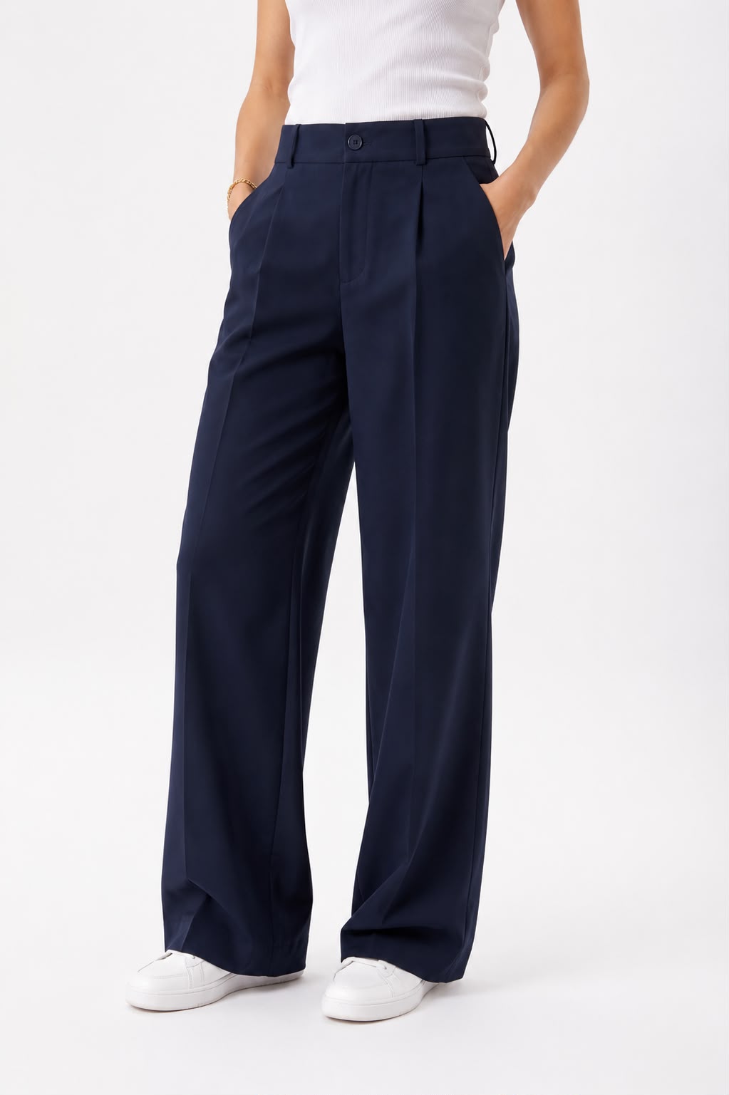 Navy Blue Tailored Trousers