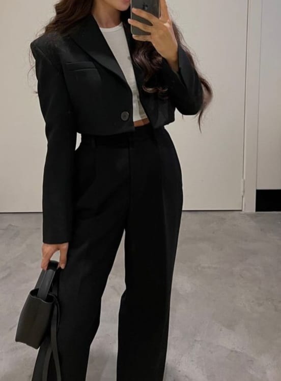 Black cropped blazer