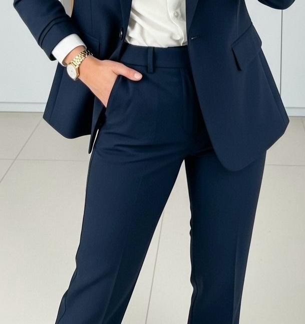 Navy Blue Tailored Trousers